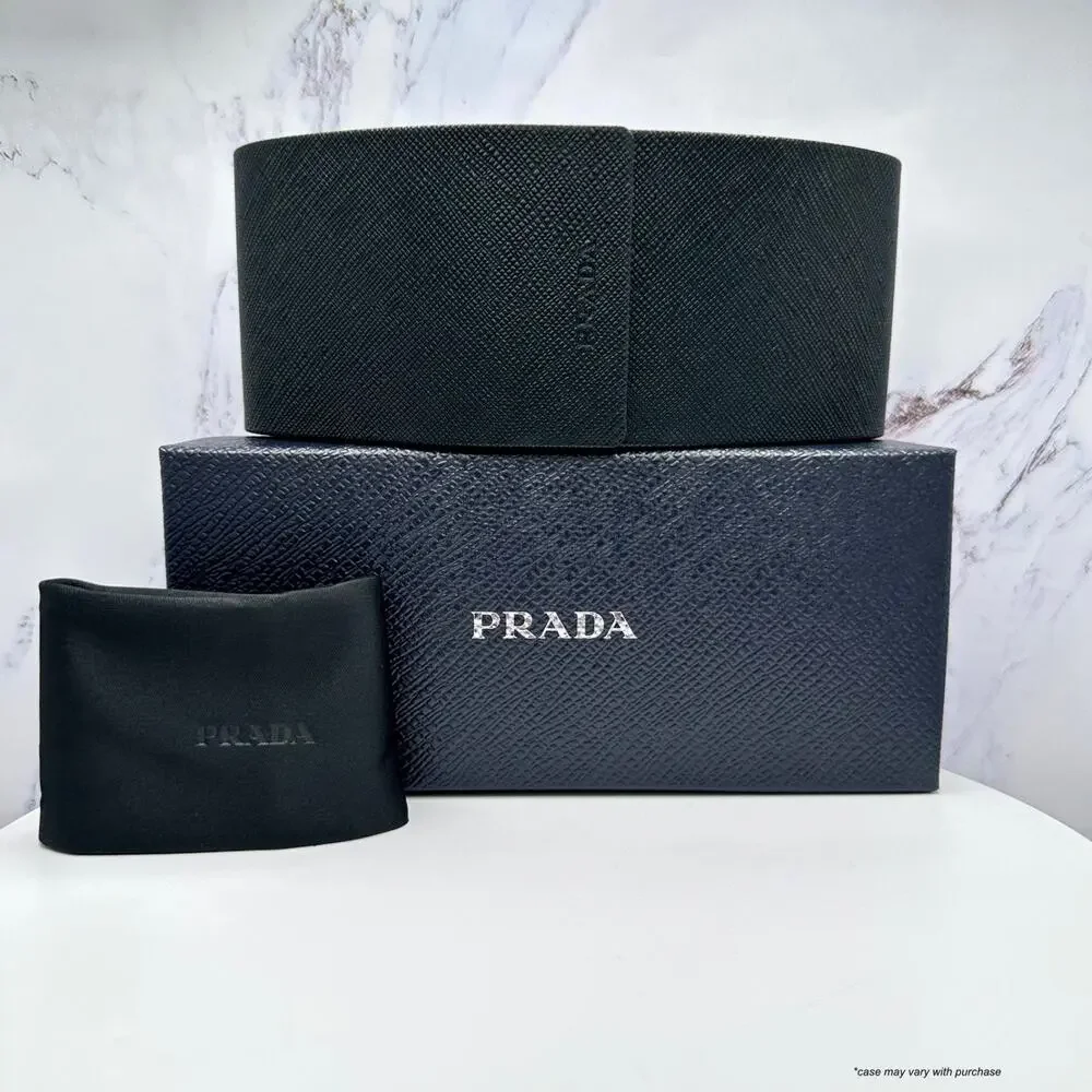 New PRADA Sunglasses Black Shield Mask Triangle Logo Grey Lens - Picture 5 of 5
